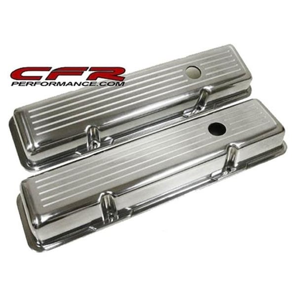 Hands On 1958-86 Chevy Small Block 283-305-327-350-400 Short Polished Aluminum Valve Covers - Ball Milled HA1320813 - main